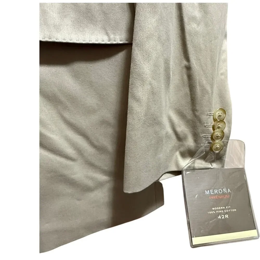 Merona Premium Relaxed Fit 100% Fine Cotton Twill Suit Jacket - Size 42R - NWT
